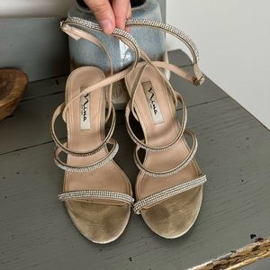 Nina diamond studded ankle strap heels size 7